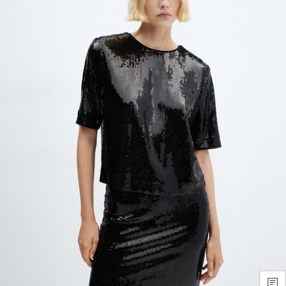 Mango Sequin T shirt NWT size M